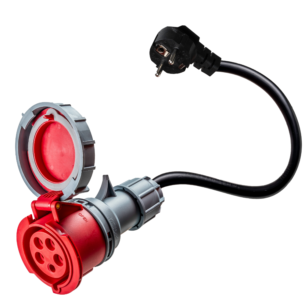 32A 5-pole commando to Schuko Adapter