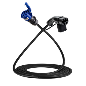Adapter cable type 2 (charging station side) to 3-pole 16A blue commando socket