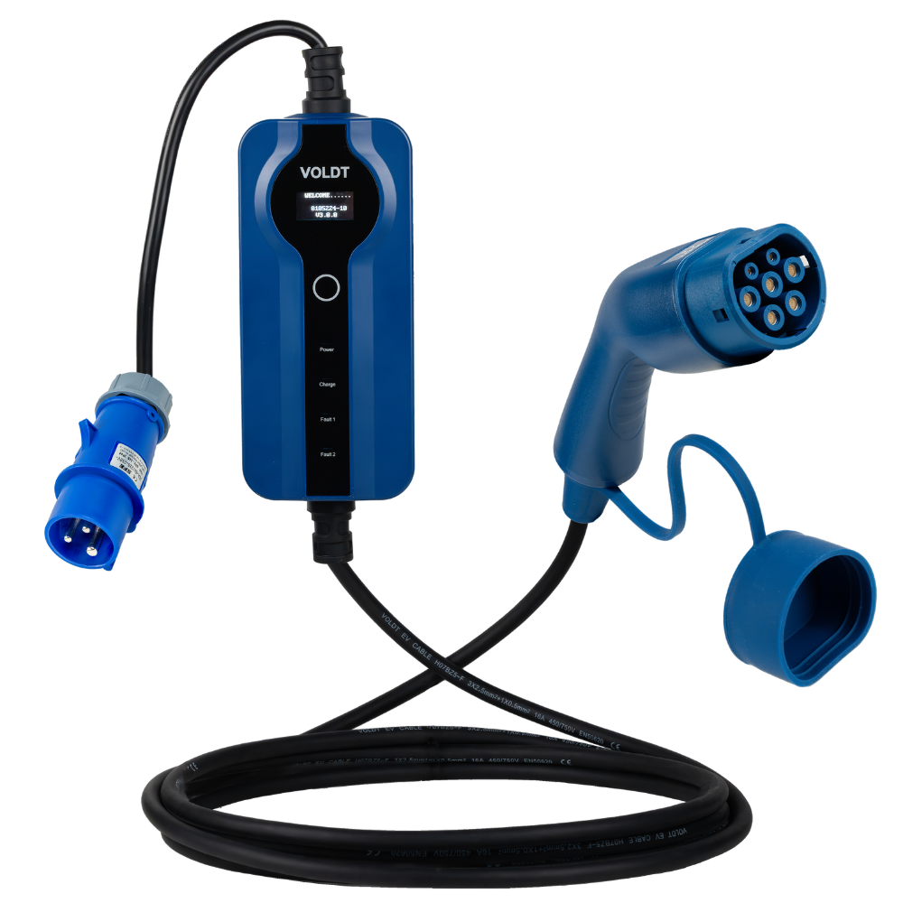 Voldt® Portable EV charger commando plug | 1 phase | 8A - 16A | 3.7kW