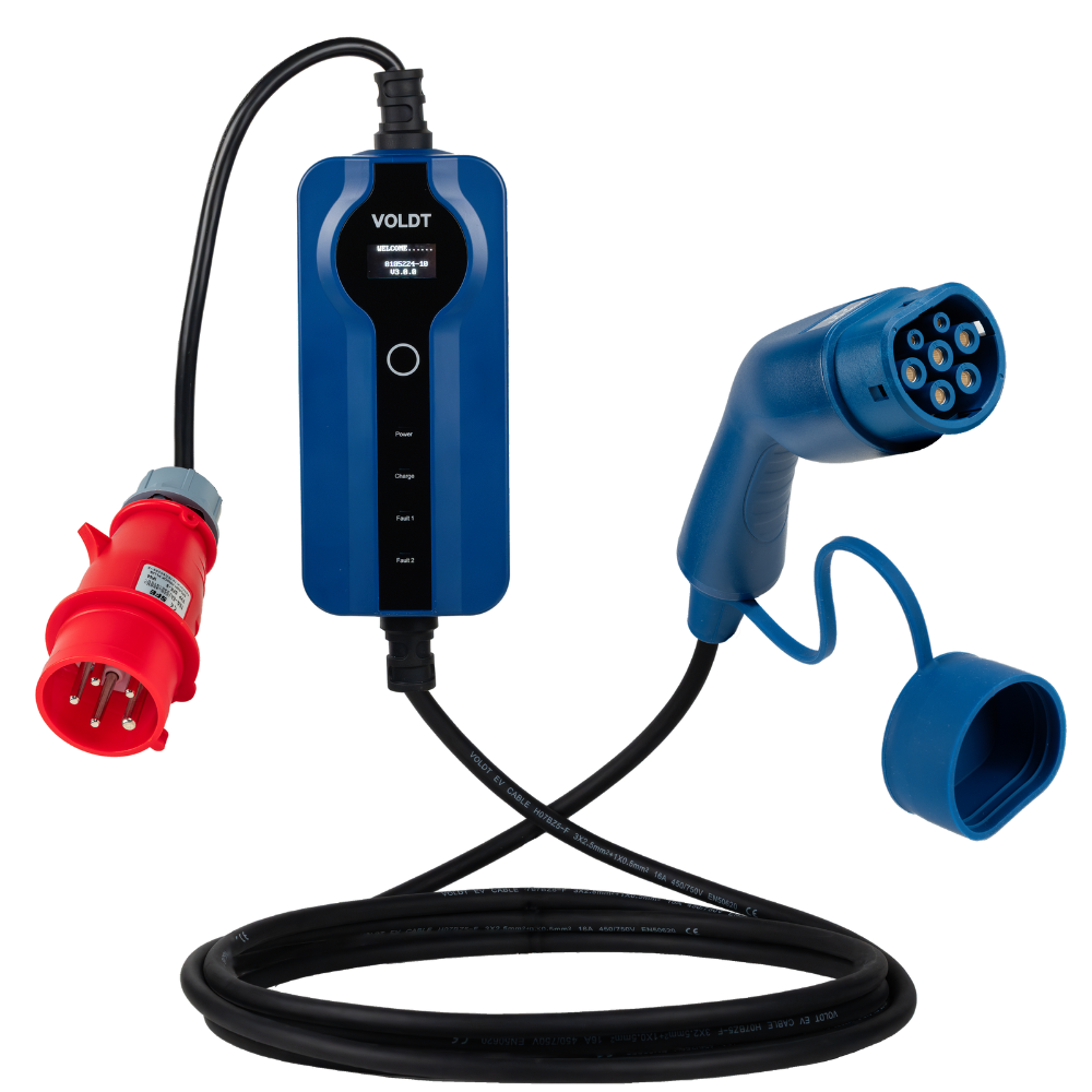 Voldt® Portable EV charger commando plug | 3 phase | 8A - 16A | 11kW