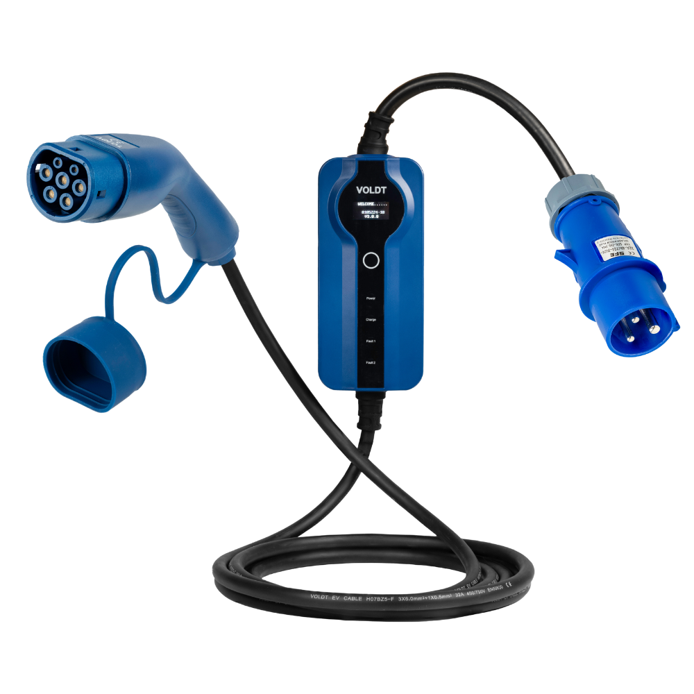 Voldt® Portable EV charger commando plug | 1 phase | 8A - 32A | 7.4kW