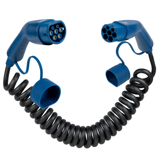 Type 2  | mode 3 | 16A | 11kW | coiled charging cable