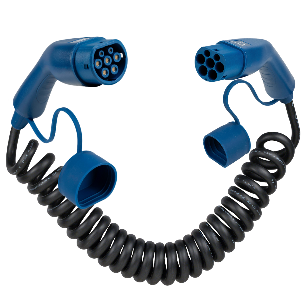 Type 2 | 1 phase | 32a | 7.4kW | coiled charging cable