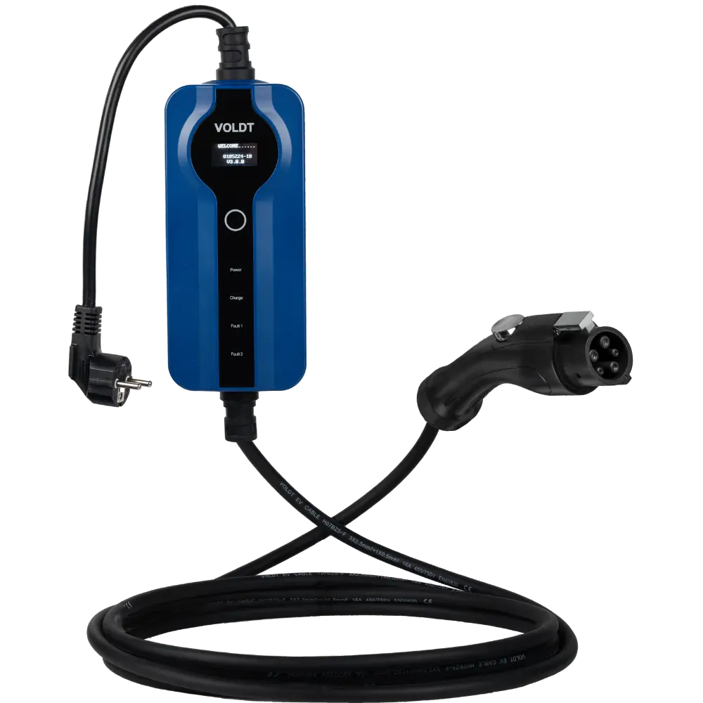 Type 1 - schuko | Adjustable 8A - 16A | 3,7kW charging cable
