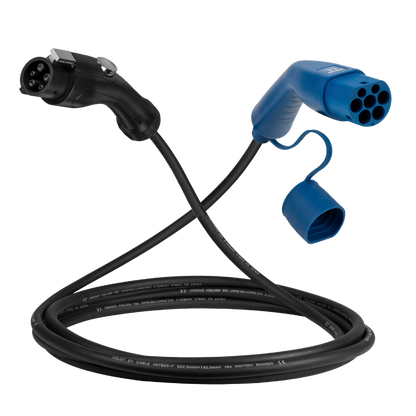 Type 1 - type 2 | 1 phase | 32a | 7.4kW charging cable