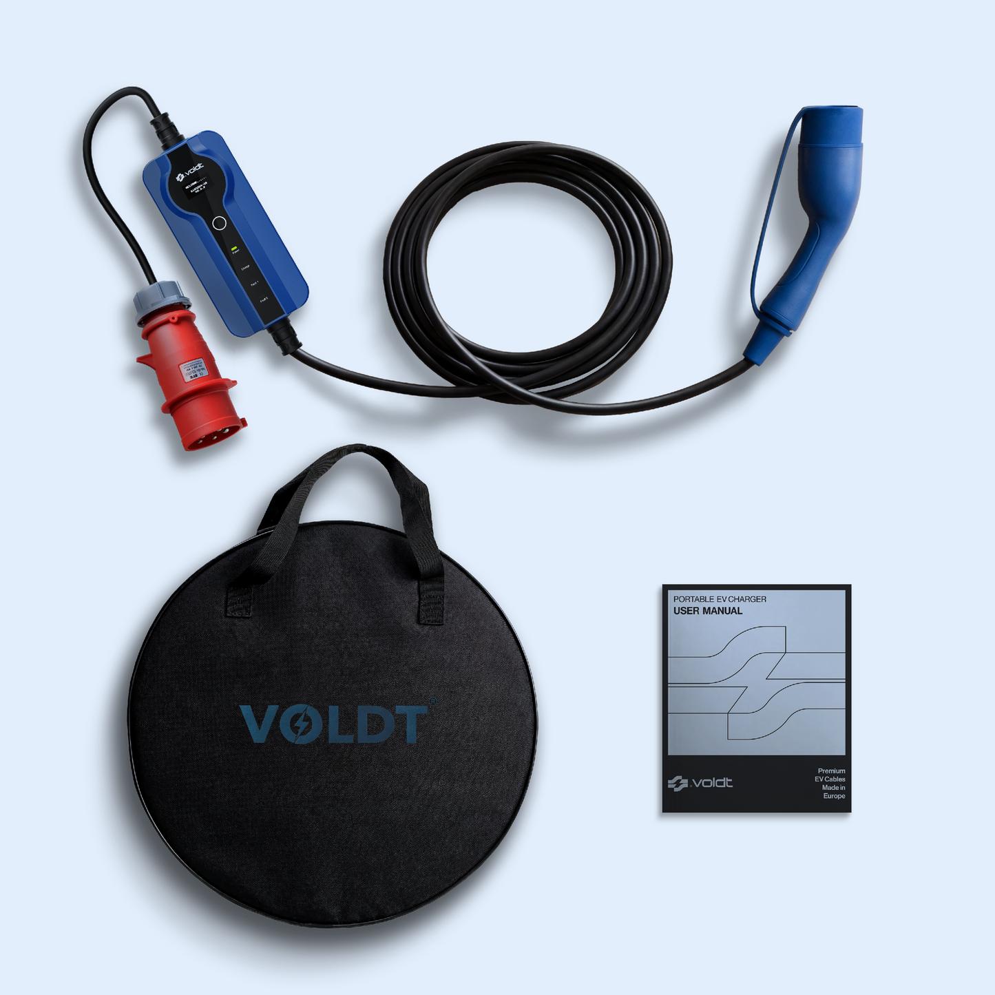 Voldt® Portable EV charger commando plug | 3 phase | 8A - 32A | 22kW